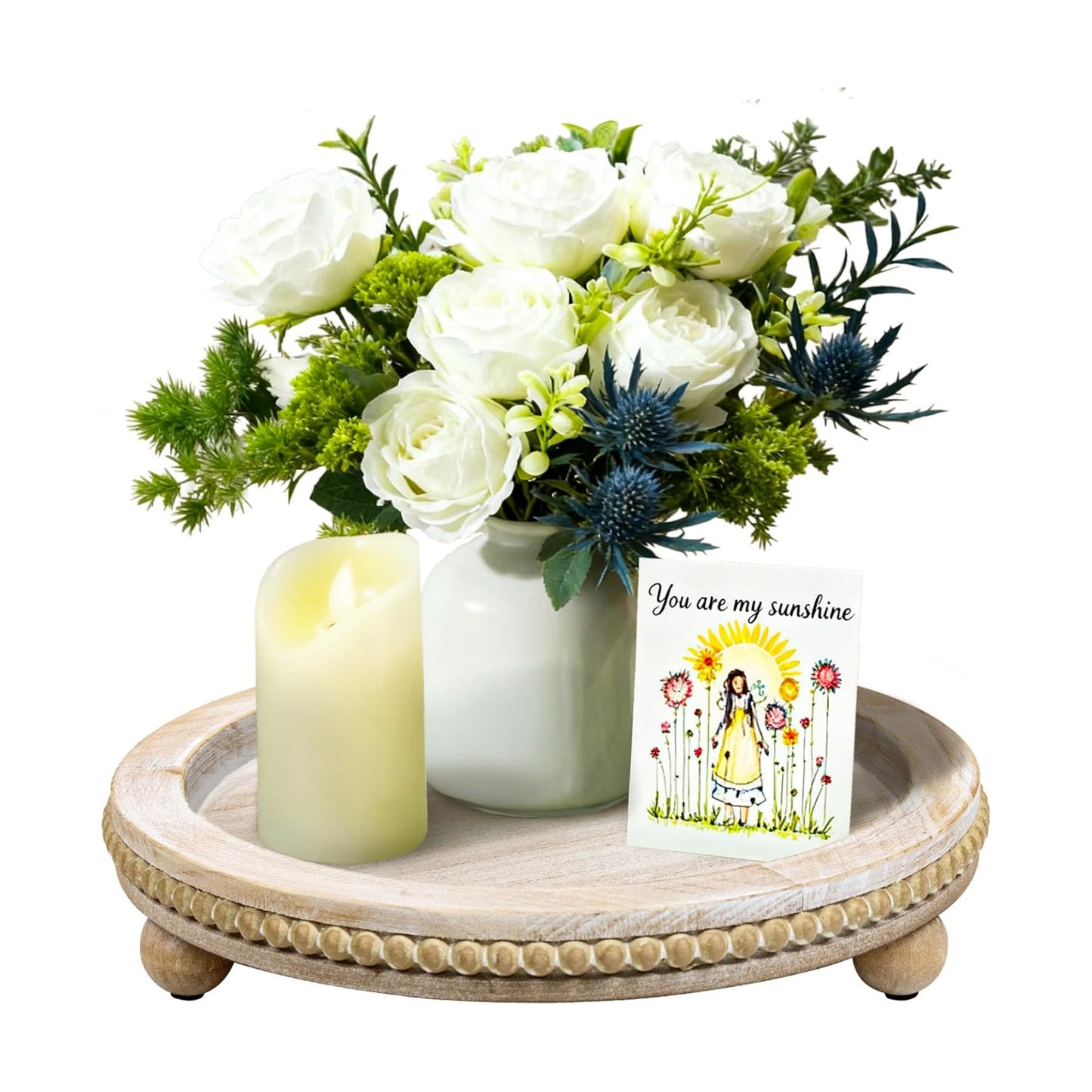 Farmhouse Decorative Trays / Wash White-13in