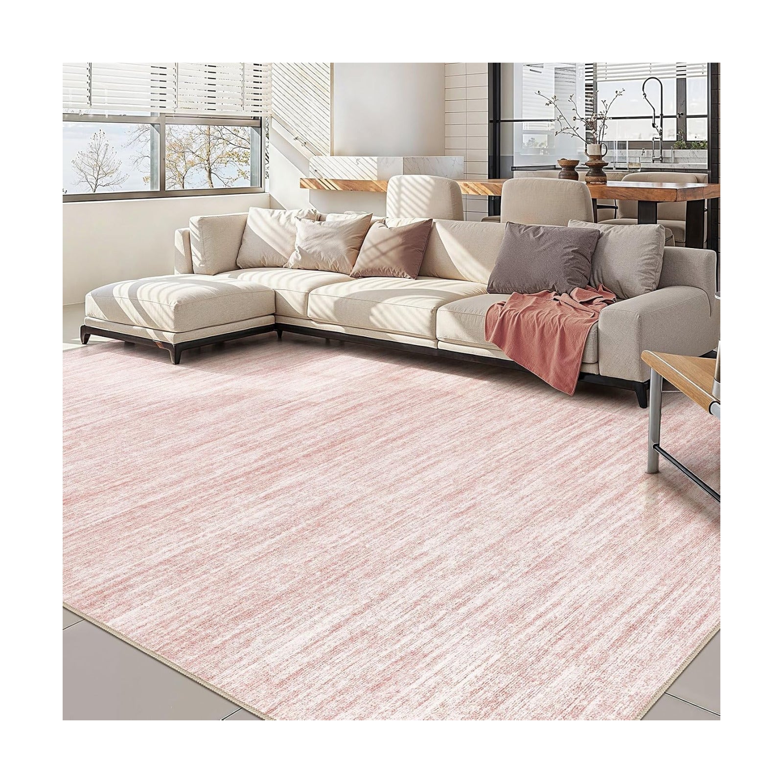 Nakagishi Boho 8x10 Area Rug Living Room Rugs Machine Washable Pink