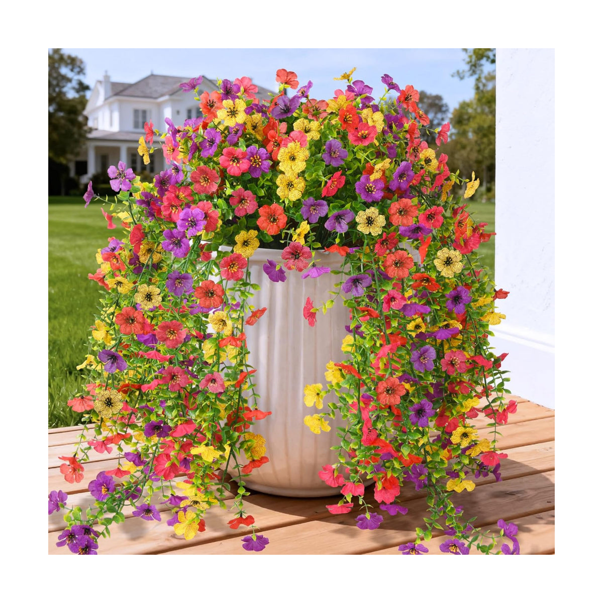 Hommyea Artificial Fake Fall Flowers Plants for Outdoors Mums Home Decor