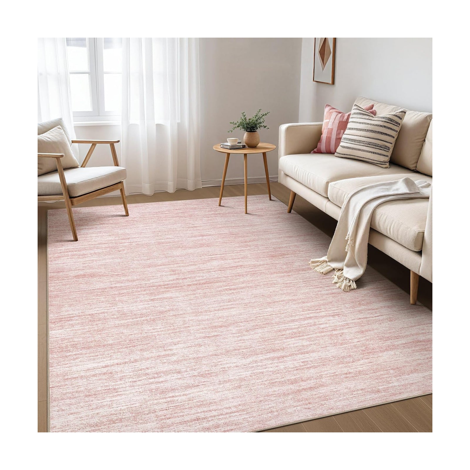 Nakagishi Boho 5x7 Area Rug Living Room Rugs Machine Washable Pink