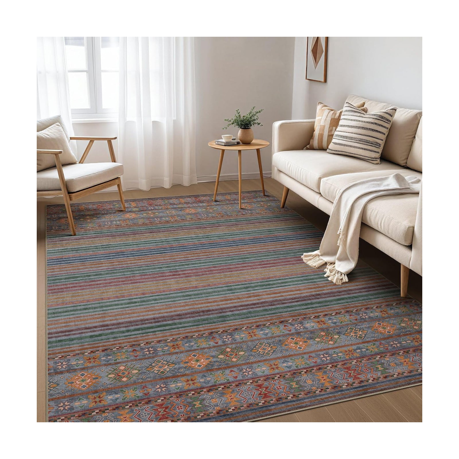 Nakagishi Boho 5x7 Area Rug Living Room Rugs Machine Washable Multi Color