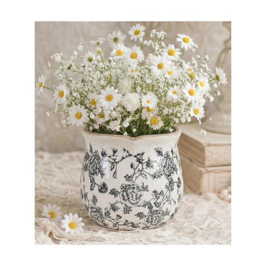 Vintage Ceramic Planter / Grey-corrugated
