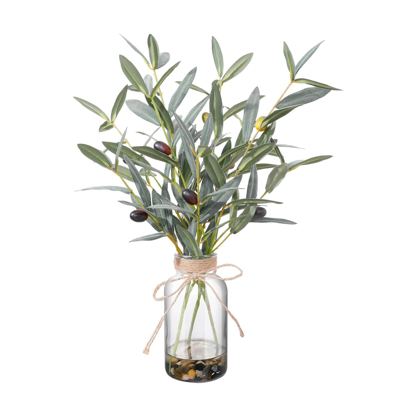 15.74" Artificial Olive Branches in Glass Vase / Sl-0977 / Natural