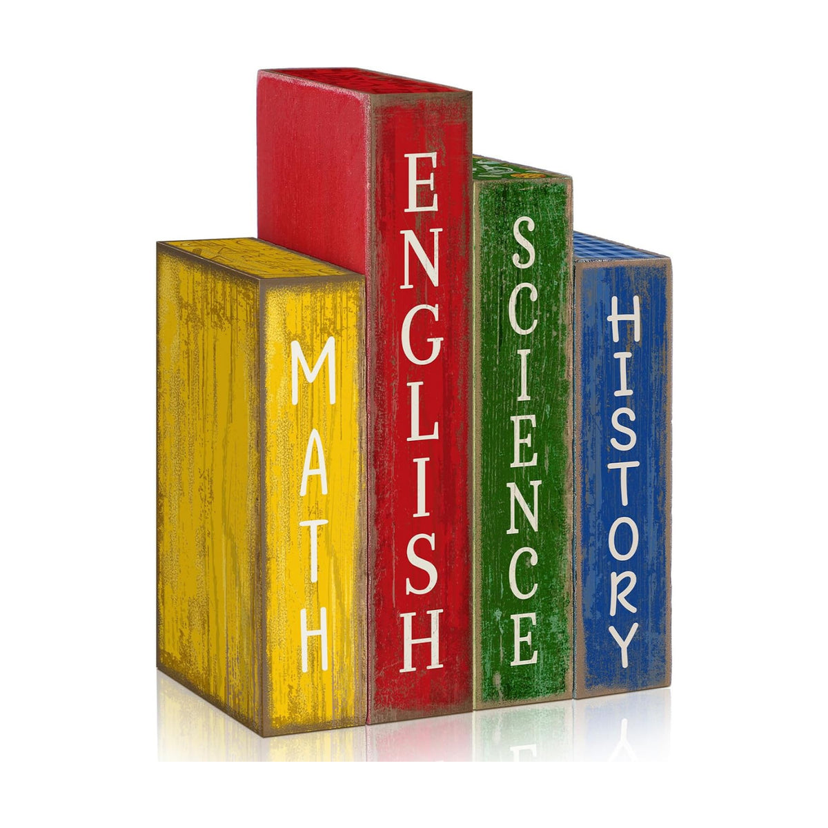 Lineshading 4 Pcs Back To School Table Decorations Subject Wooden Book