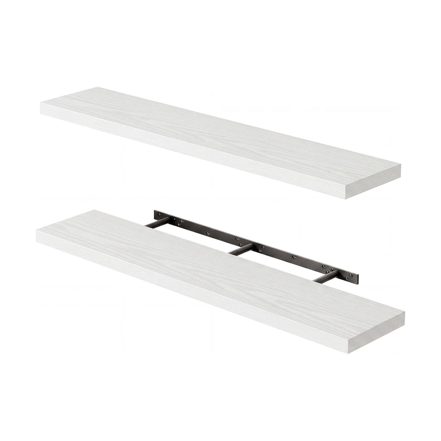 Fixwal Floating Wall Shelves for Decor (White, Set of 2, 47.2Inch)