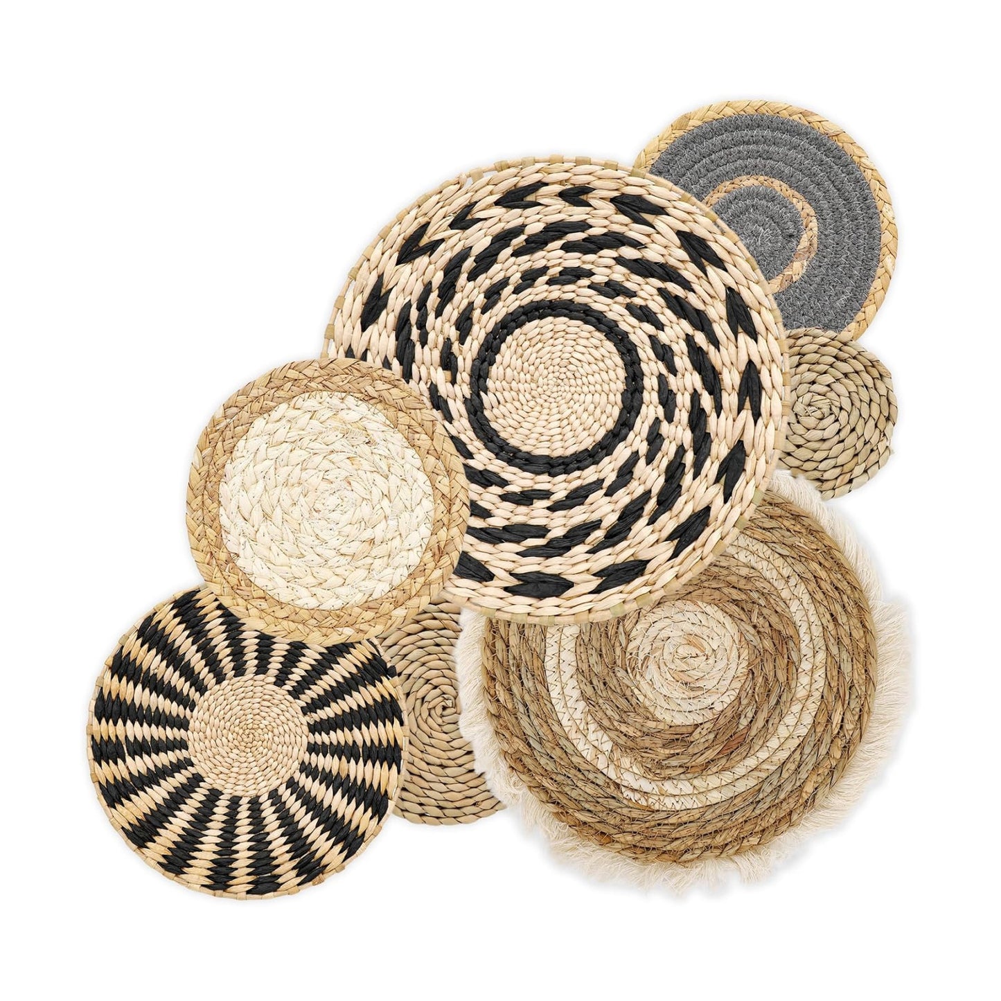 Boho Wall Basket Decor / Black / Set of 7