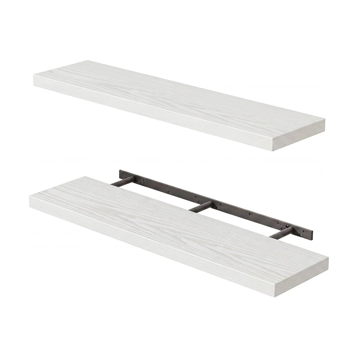 Fixwal Floating Wall Shelves for Decor (White, Set of 2, 35.4Inch)