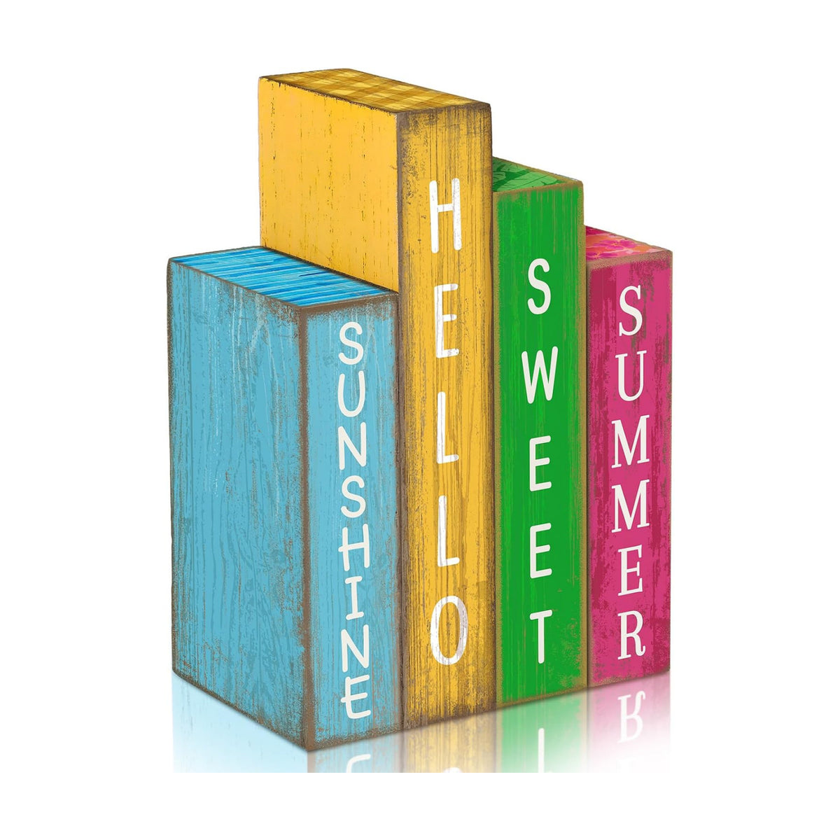 Lineshading 4 Pcs Summer Table Decoration Wooden Book Hawaii Beach Sign
