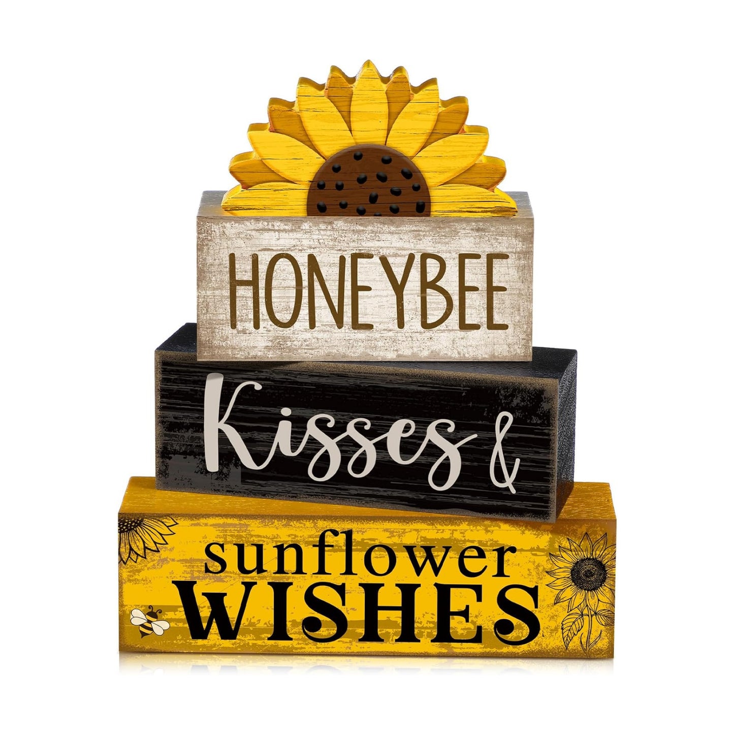 Lineshading 4 Pcs Sunflower Table Decor Farmhouse Summer Tiered Tray Decor