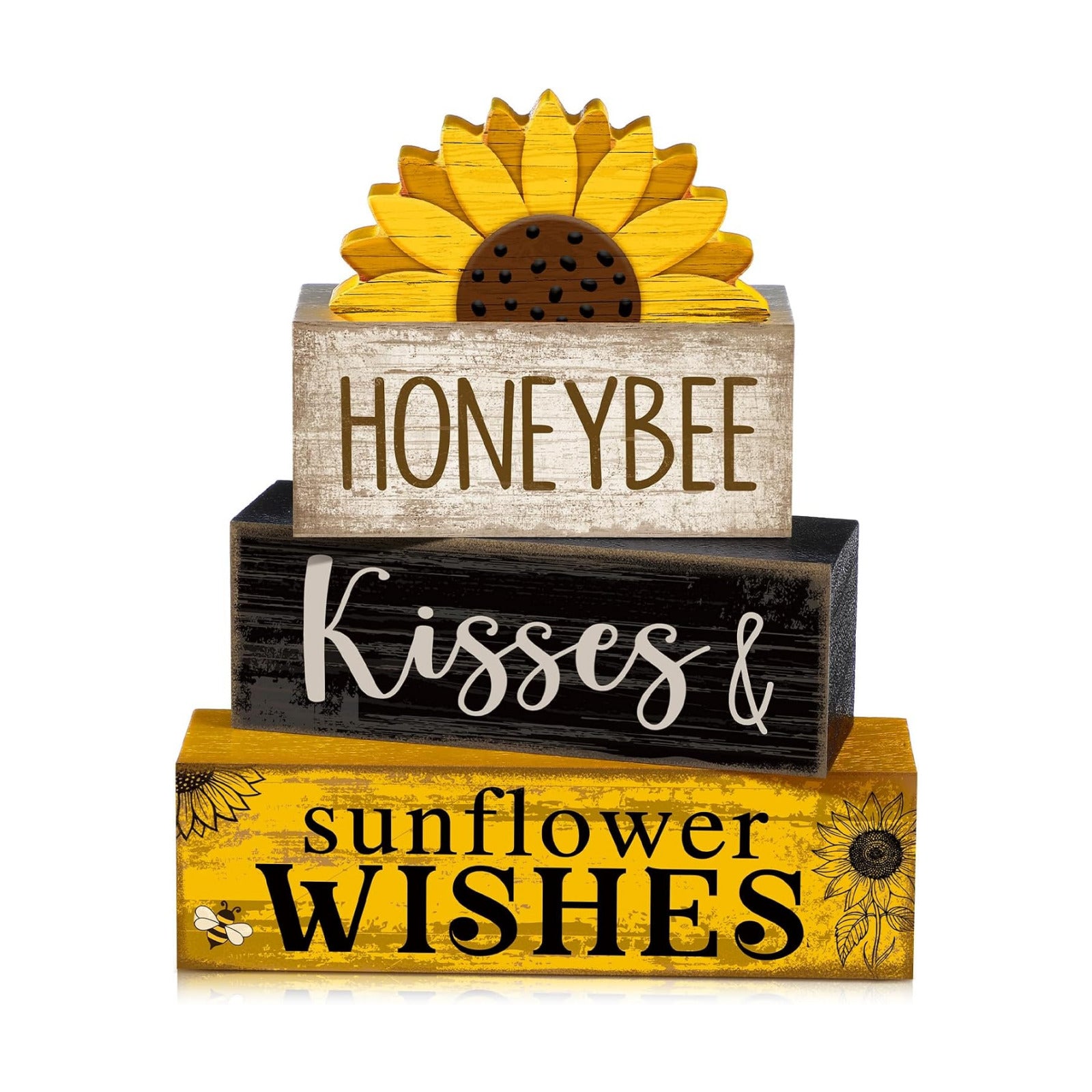 Lineshading 4 Pcs Sunflower Table Decor Farmhouse Summer Tiered Tray Decor