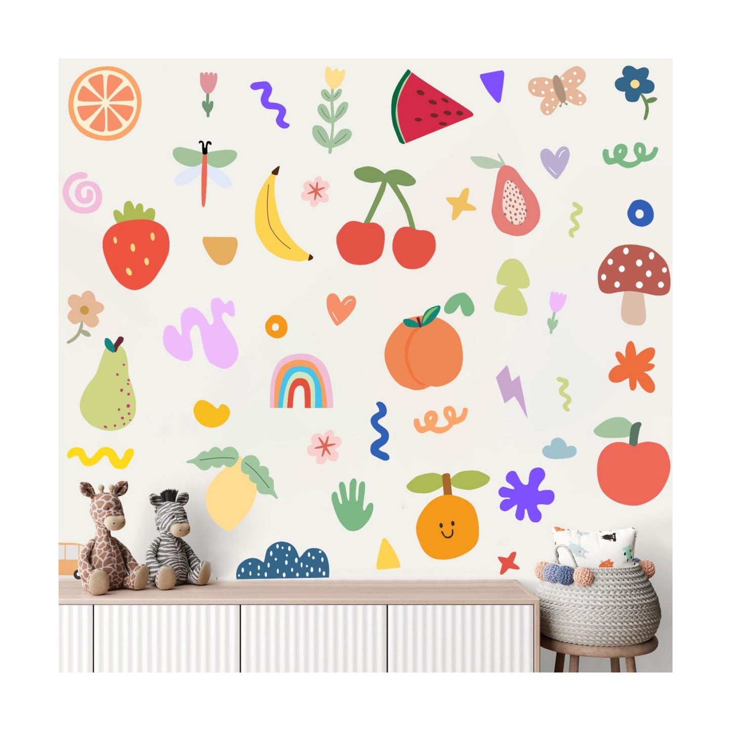 Abstract Fruits Shapes Wall Decal / Fruit Shapes