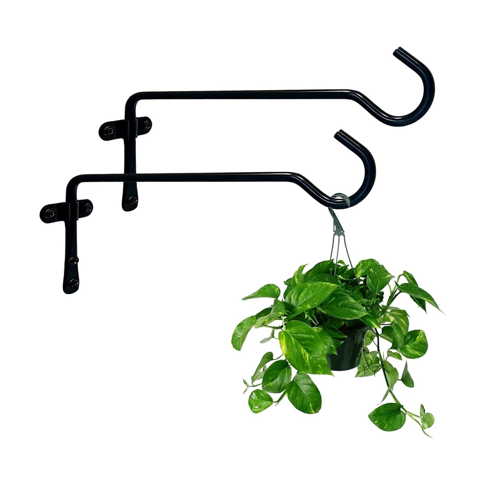Metal Plant Hanger / Black / 9.4 In-straight Hook / Set of 2