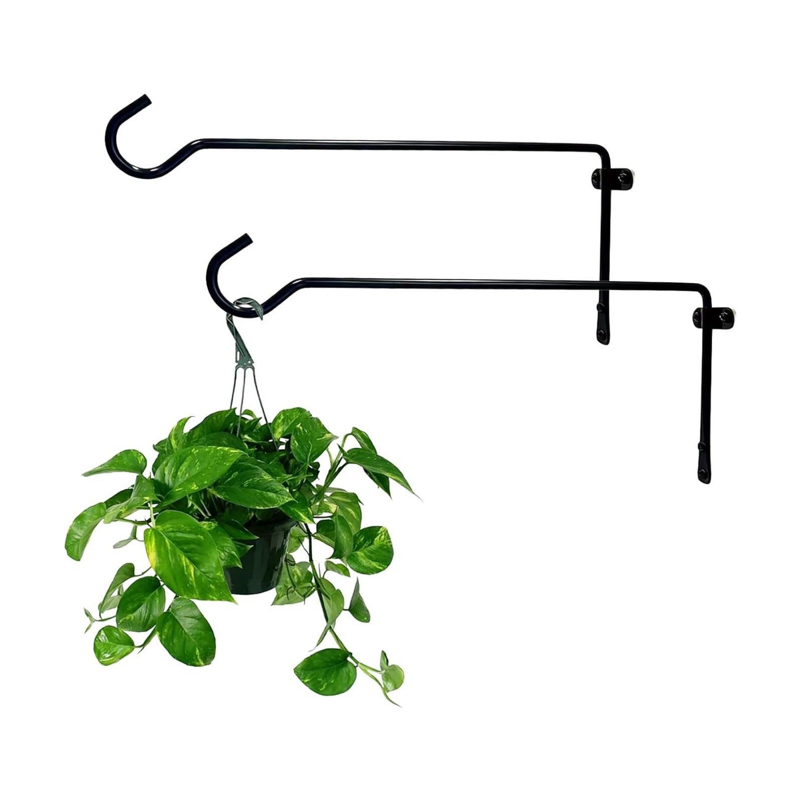 Metal Plant Hanger / Black / 13.3 In-straight Hook / Set of 2