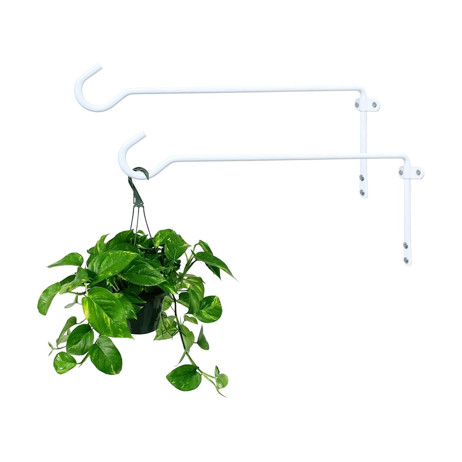 Metal Plant Hanger / White / 13.3 In-straight Hook / Set of 2