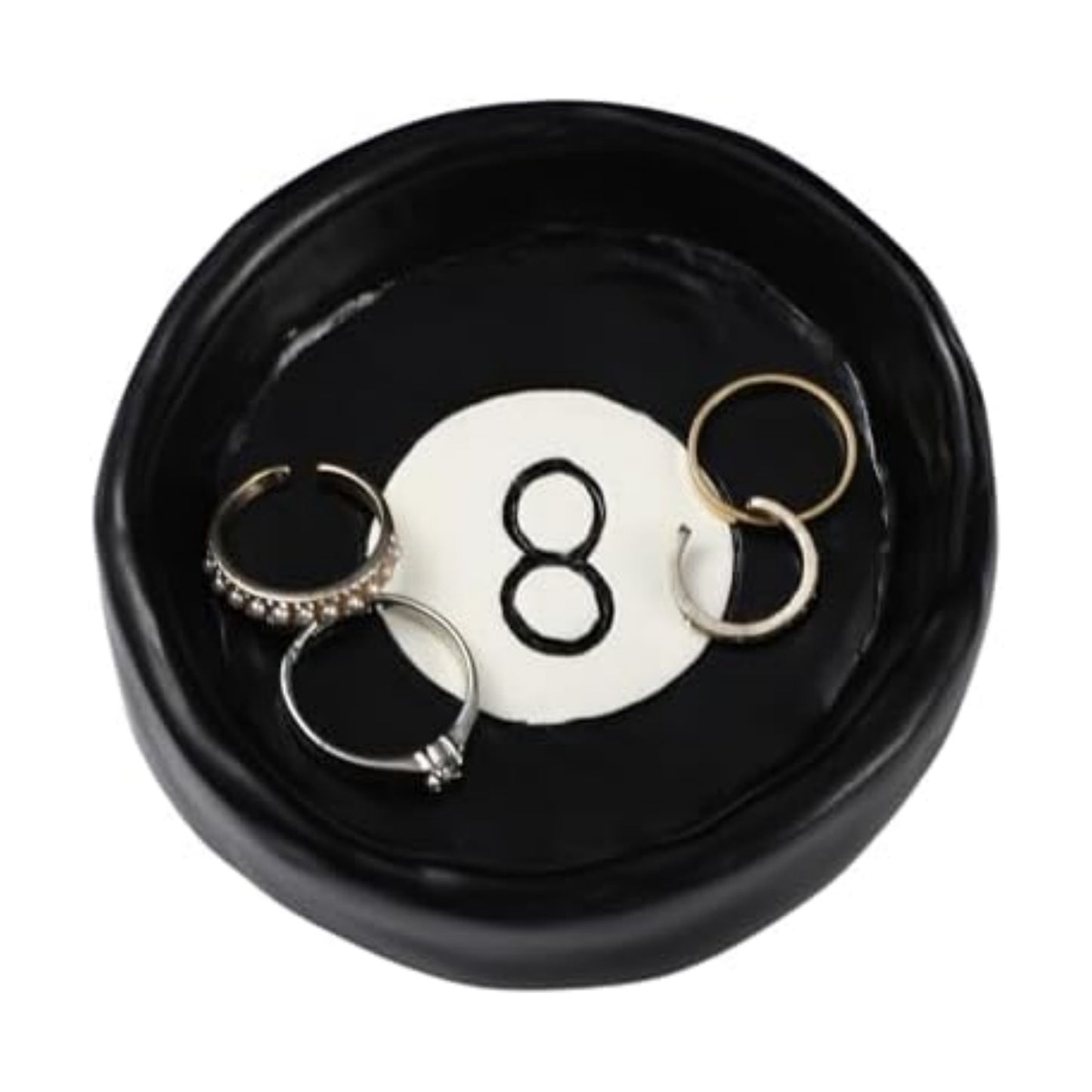Ball 8 Jewelry Tray Trinket Dish 8 Ball Jewelry Tray Dish Desk Decor Resin Earrings / Black