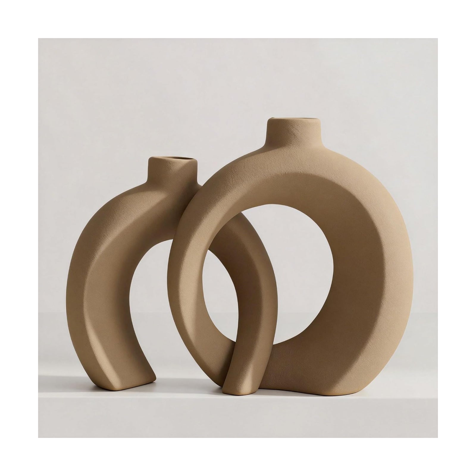Brown Ceramic Vases / Matte Brown / Set of 2