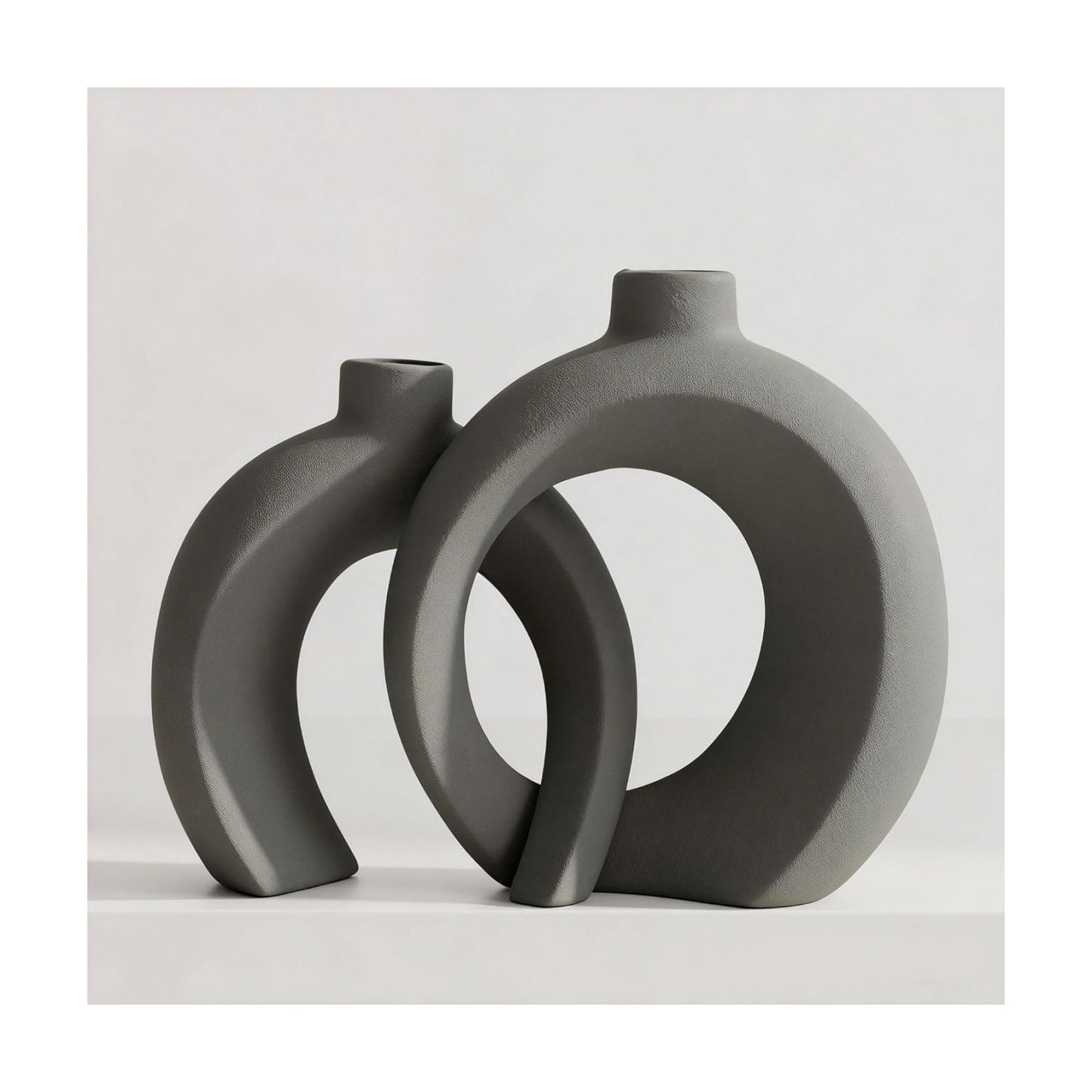 Gray Ceramic Vases / Matte Gray / Set of 2