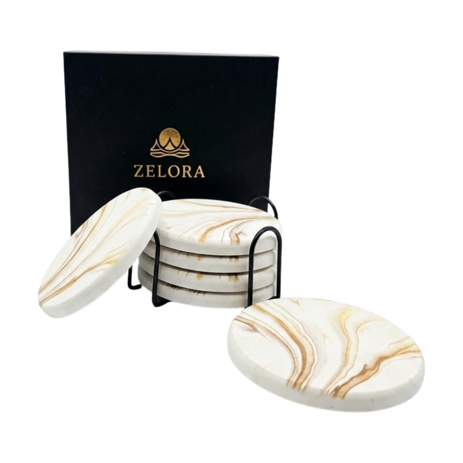 Holder / Absorbent Stone Coasters / Set of 6