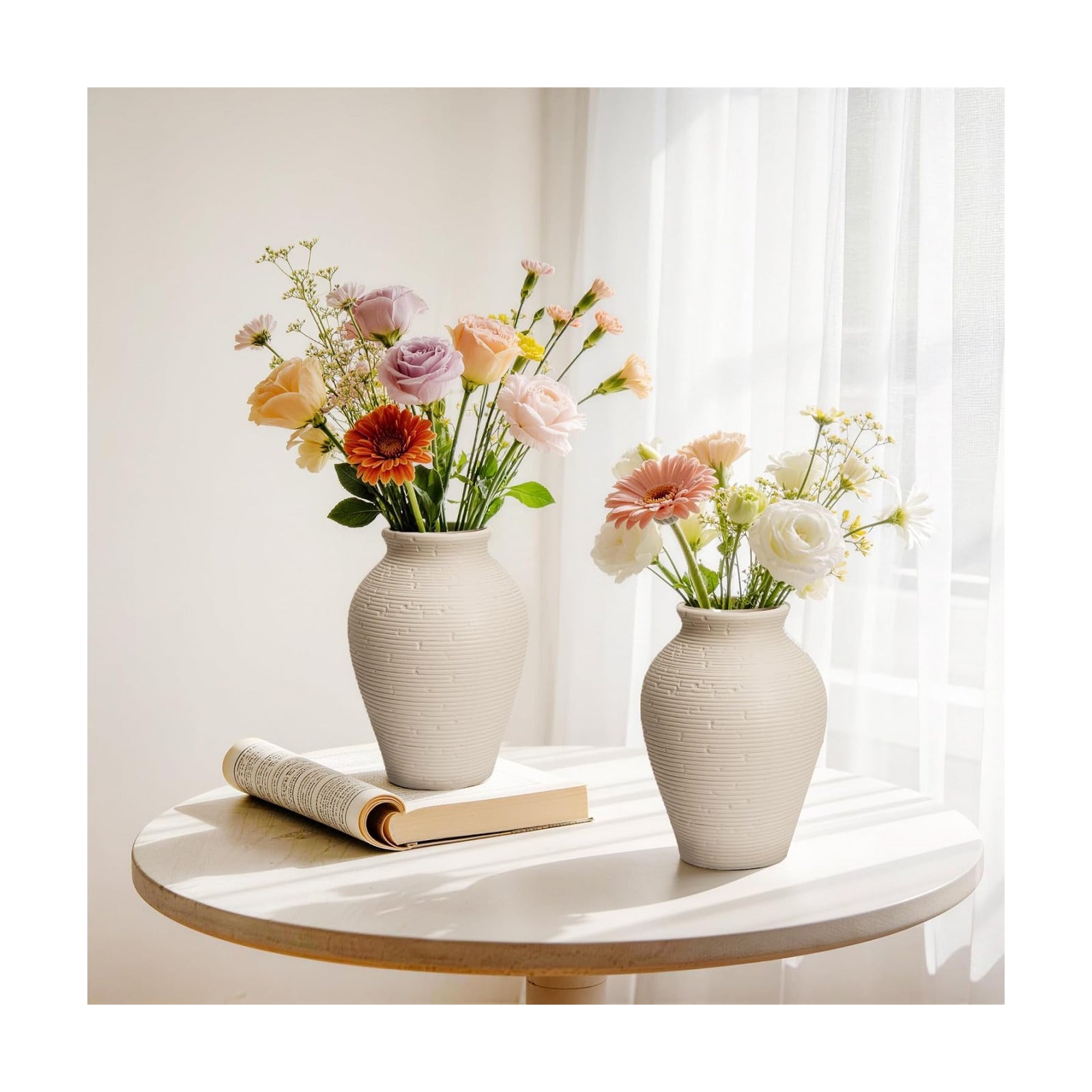 Ceramic Flower Vases / 8.1 Inch / Set of 2