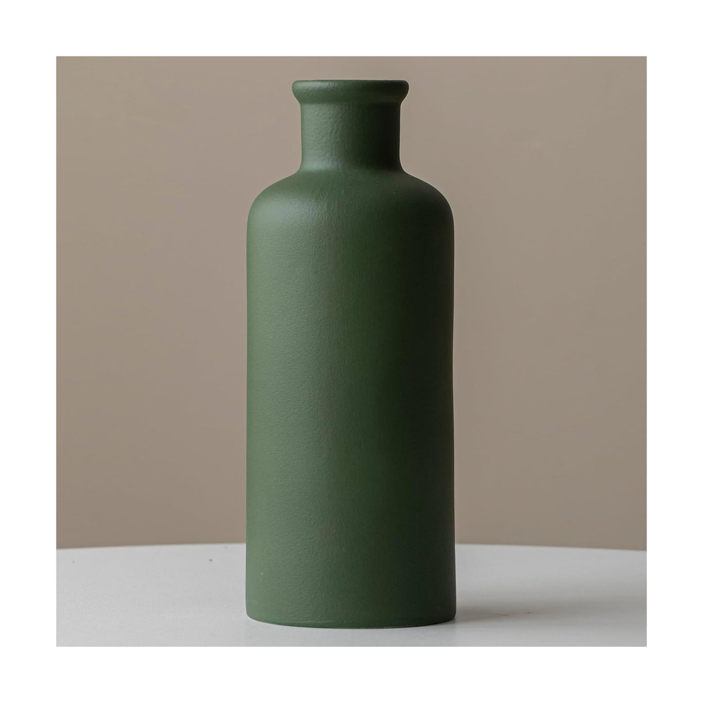 Green Ceramic Vase for Flowers / Mattte Green / 10 Inch