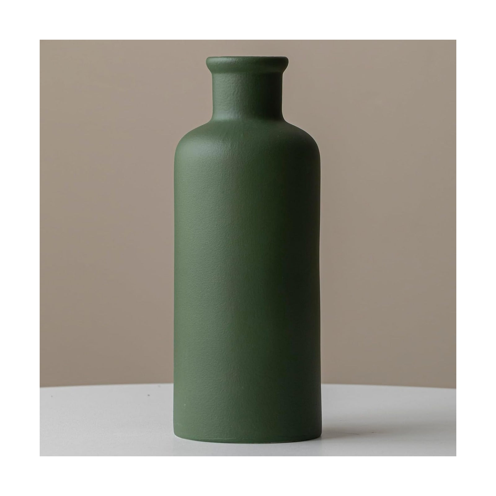 Green Ceramic Vase for Flowers / Mattte Green / 10 Inch