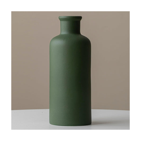 Green Ceramic Vase for Flowers / Mattte Green / 10 Inch