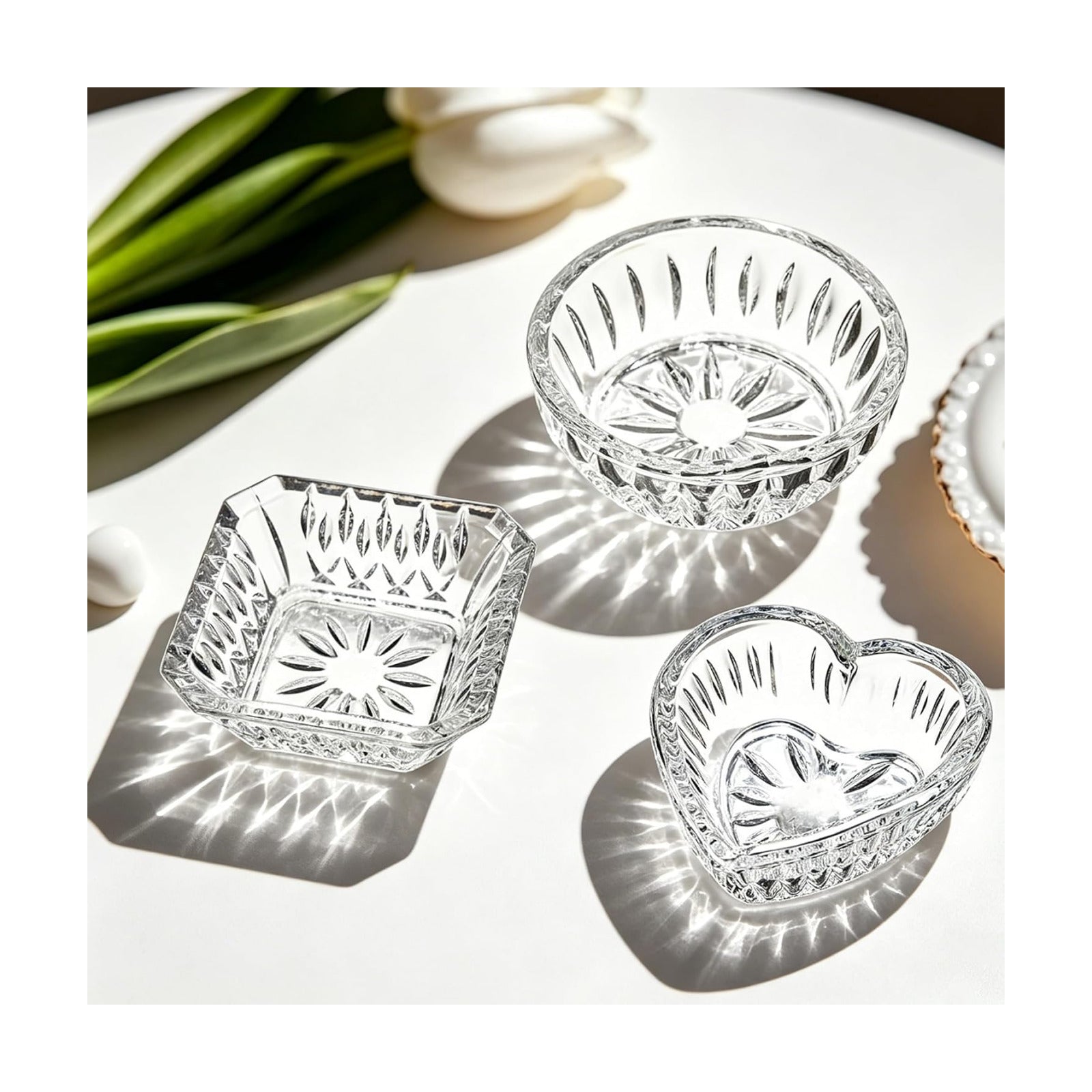 Jewelry Dish Tray for Women Crystal Ring Holder / Clear / Set of 3