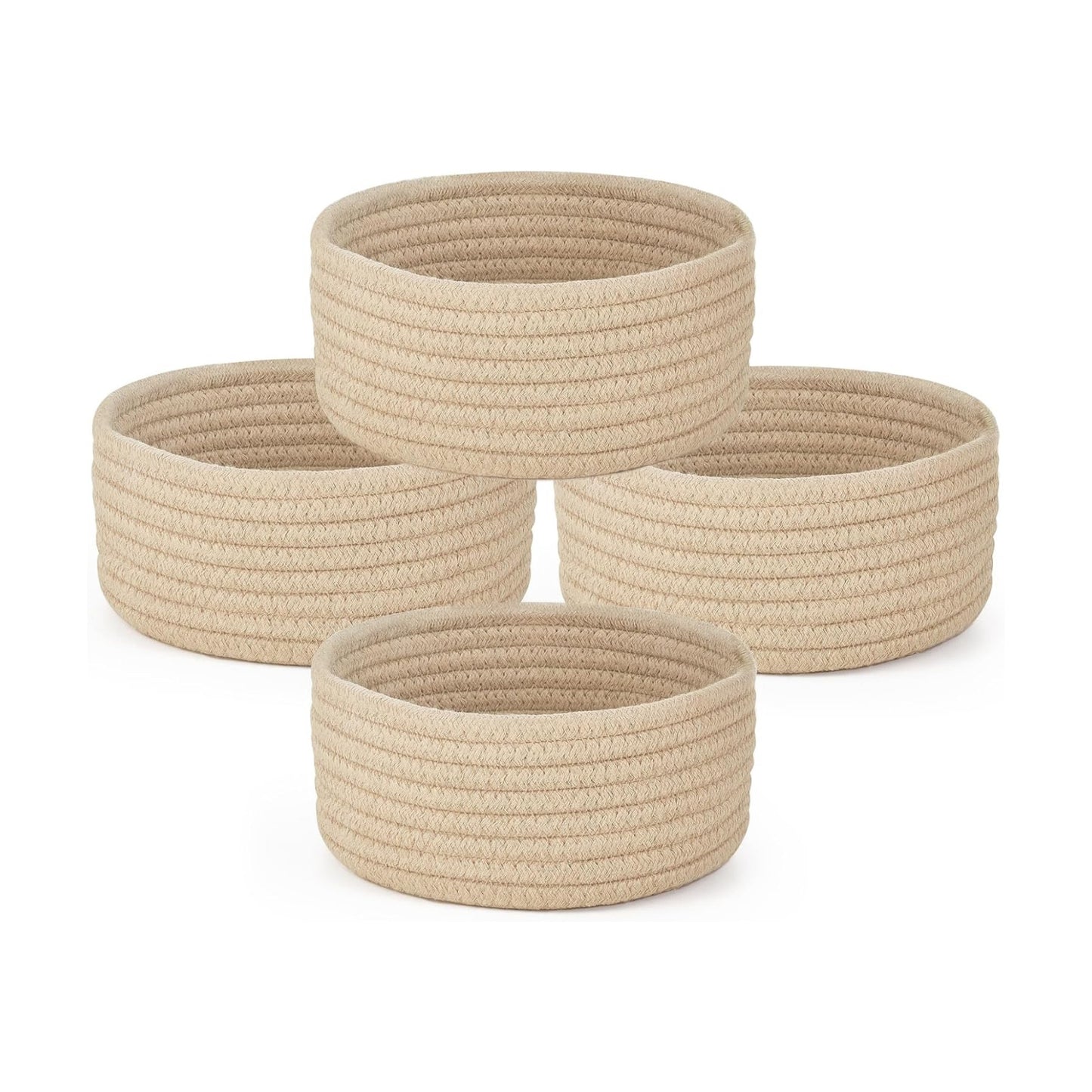 Mini Woven Baskets Set / Beige / 7.09"W x 3.15"H / Set of 4