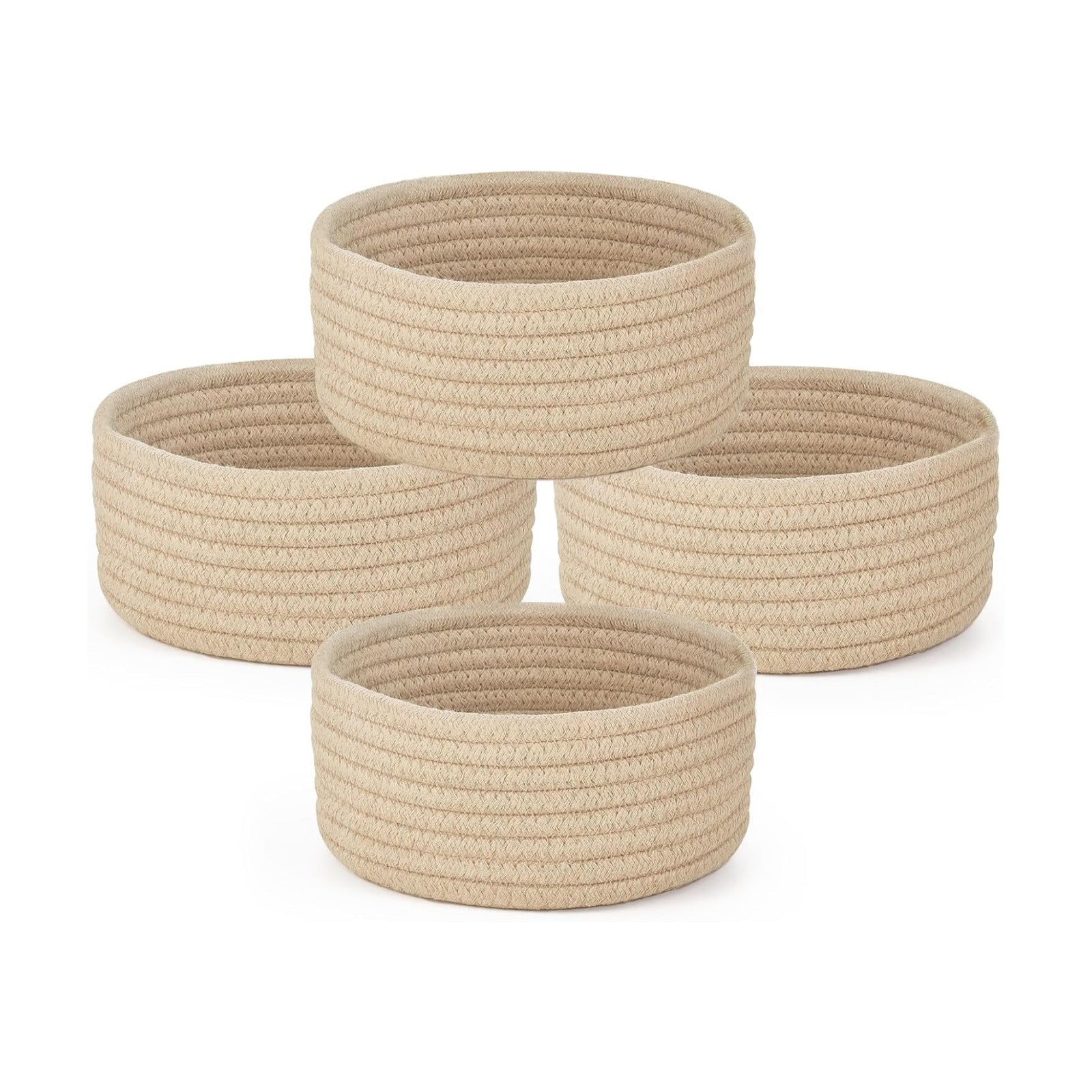 Mini Woven Baskets Set / Beige / 7.09"W x 3.15"H / Set of 4