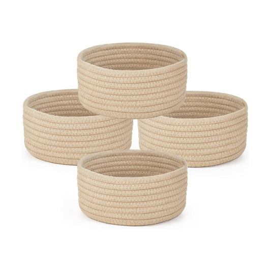 Mini Woven Baskets Set / Beige / 7.09"W x 3.15"H / Set of 4
