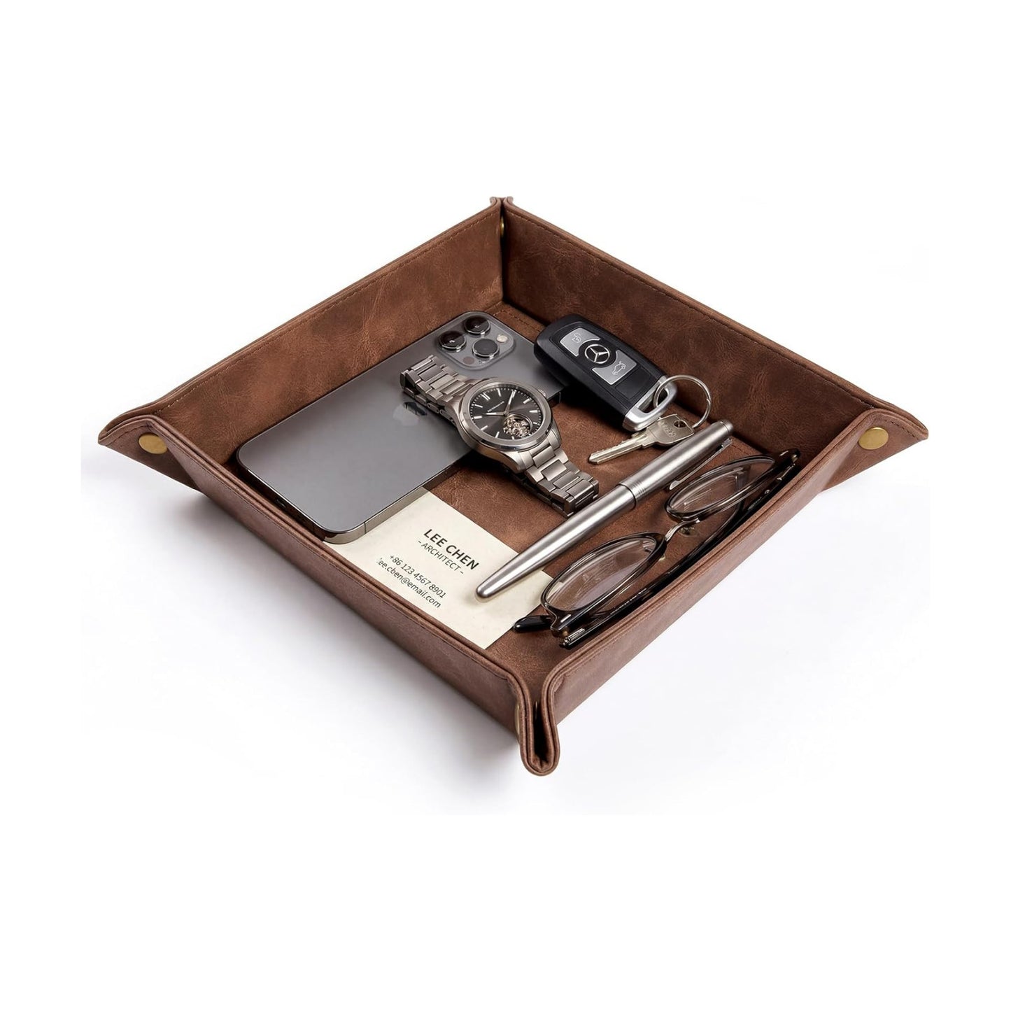Leather Valet Tray / Brown