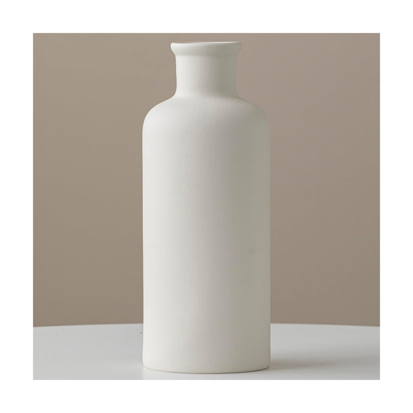 Modern Textured Decorative Vase / Nature White / 10 Inch