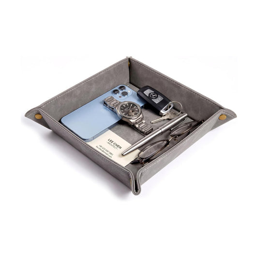 Leather Valet Tray / Gray