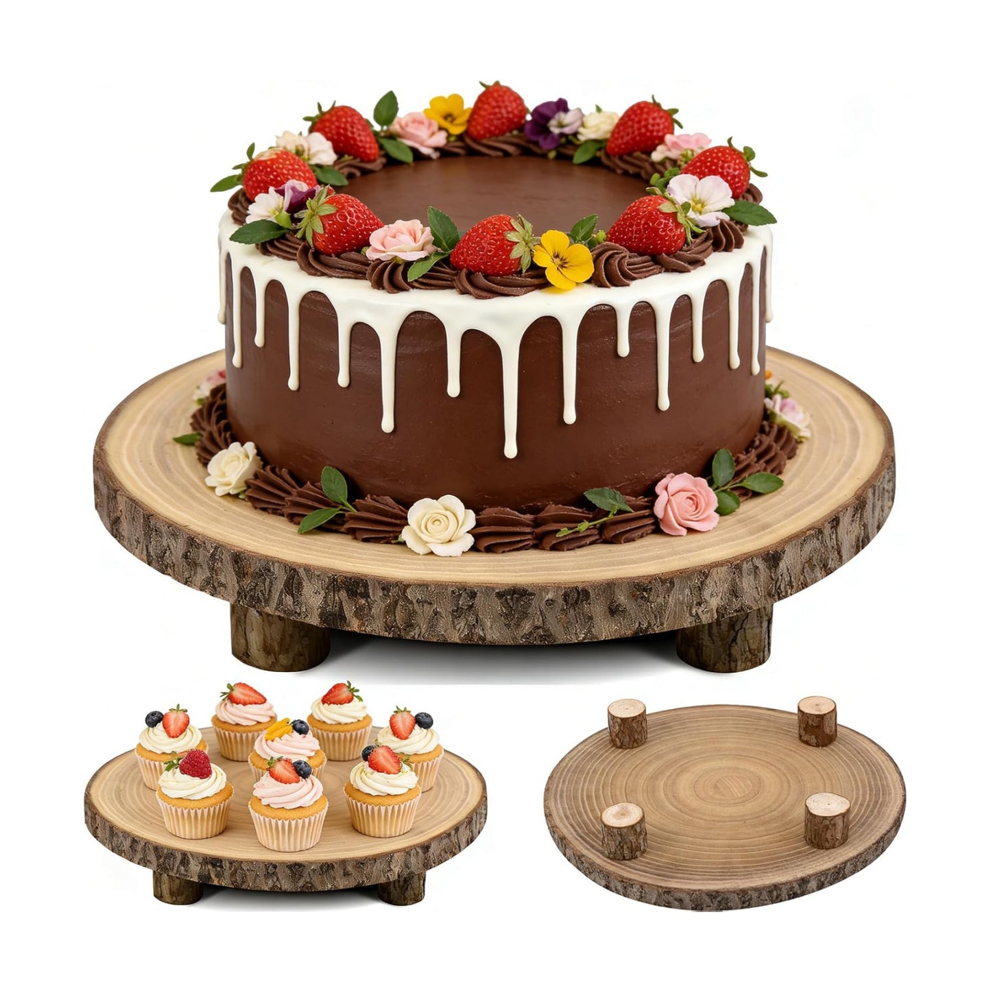 Wood Cake Stand / Natural / 11 Inch