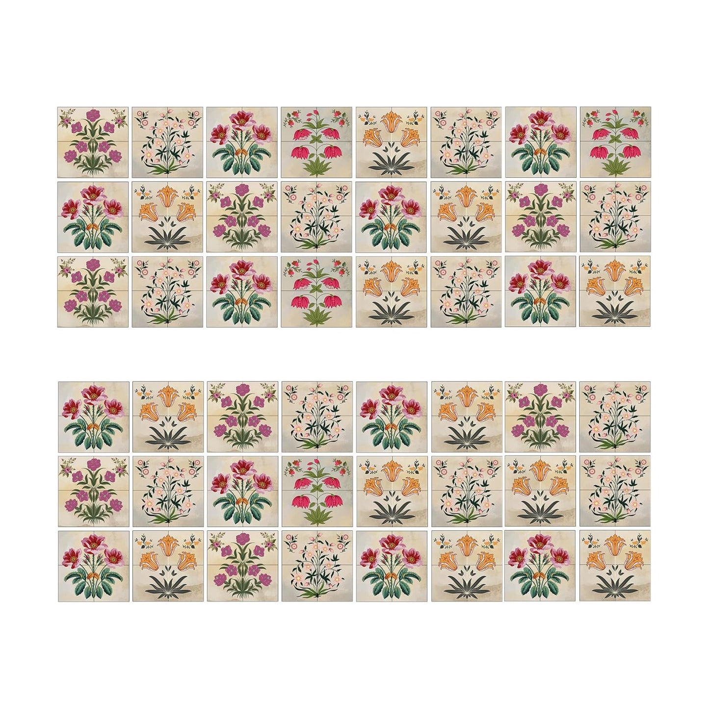Vintage Moroccan Bohemian Tile Stickers / Set of 48