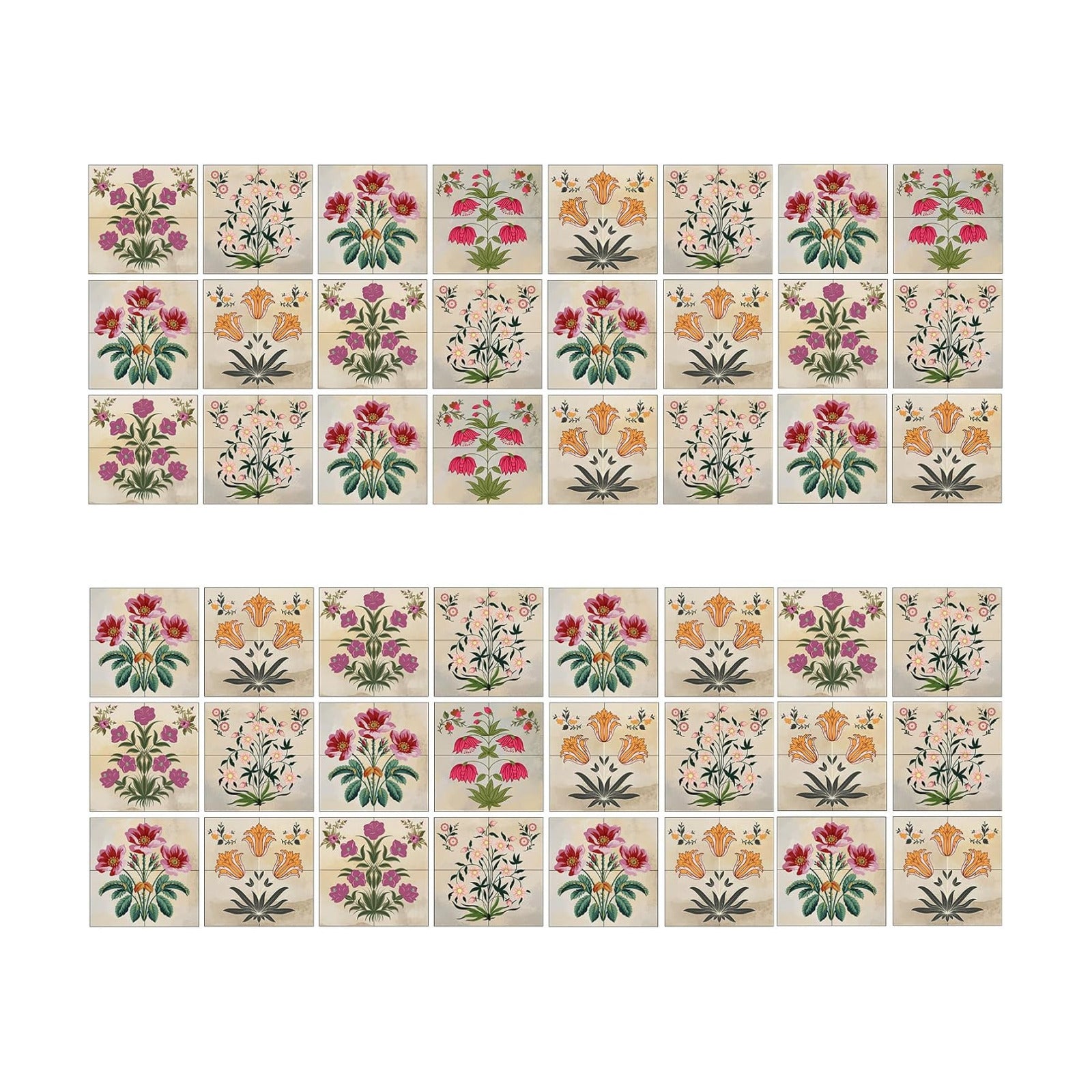 Vintage Moroccan Bohemian Tile Stickers / Set of 48