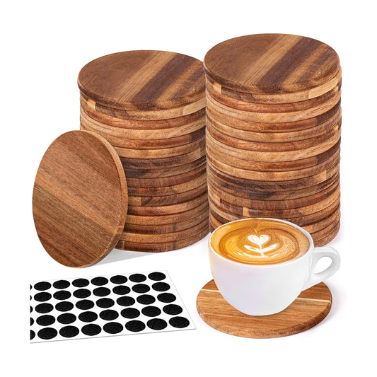 Unfinished Wood Coasters / Acacia / 4 Inch / Set of 36
