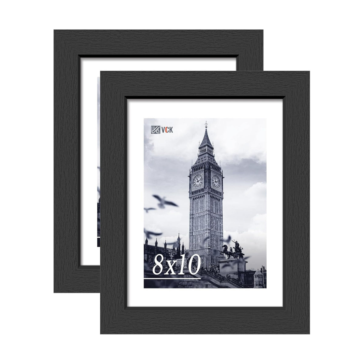 VCK 8x10 Picture Frames - Black, Wide Border Solid Wood Frame, Display Photo in Horizontal and Vertical, for Home