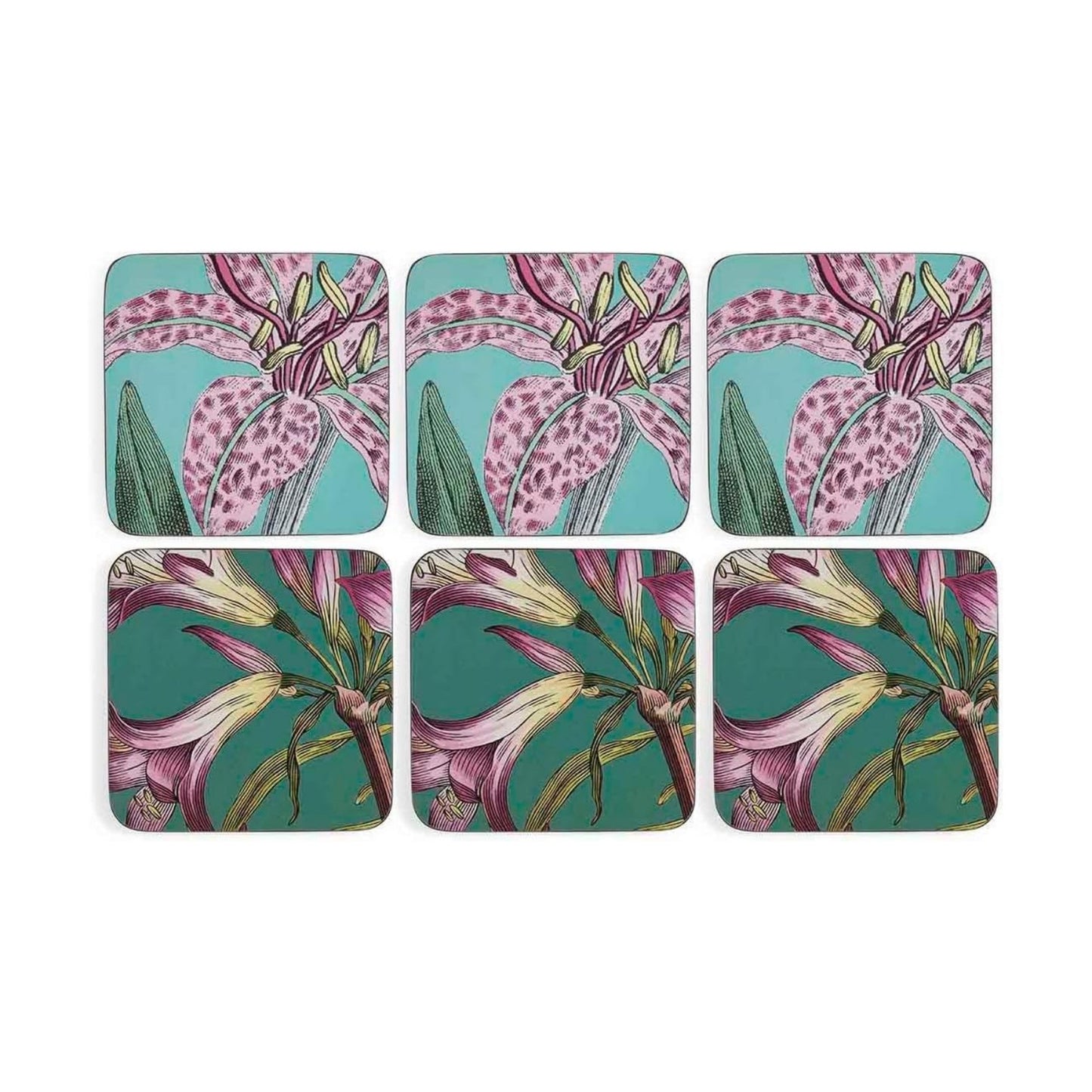 Floral & Butterfly Drink Coasters / Set of 6