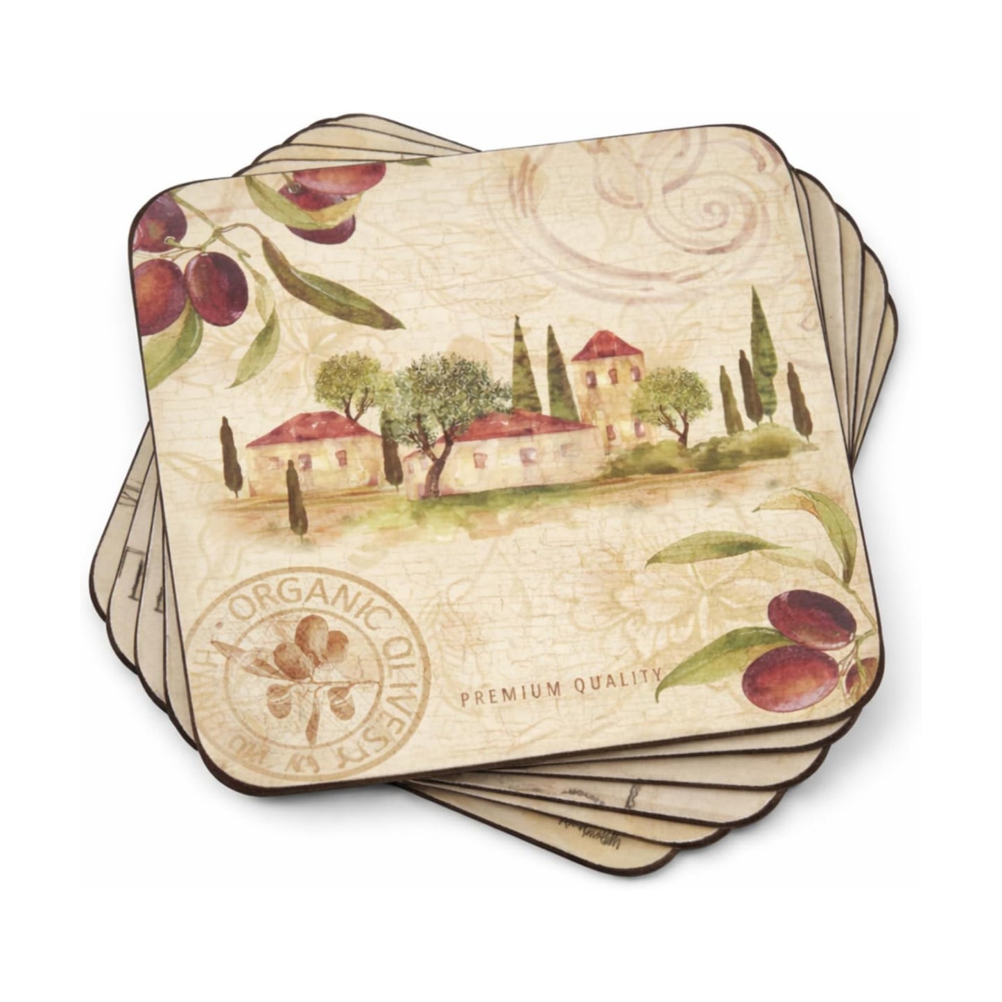 Rustic Village & Olive Branch / Olive Orchard / Set of 6