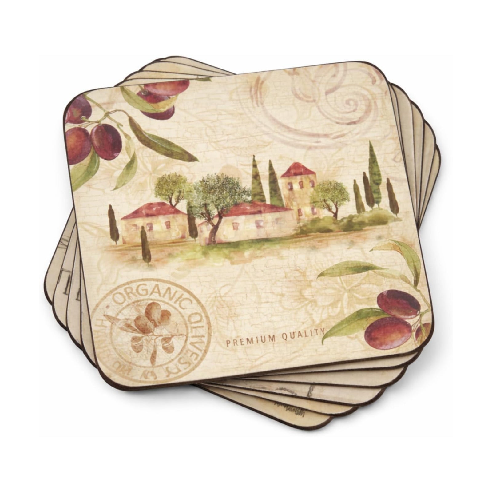 Rustic Village & Olive Branch / Olive Orchard / Set of 6