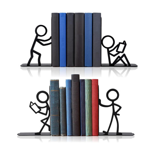 Metal Bookends People Bookends Decorative Bookshelf Decor for Book Lovers Gifts Book Ends / Set of 4