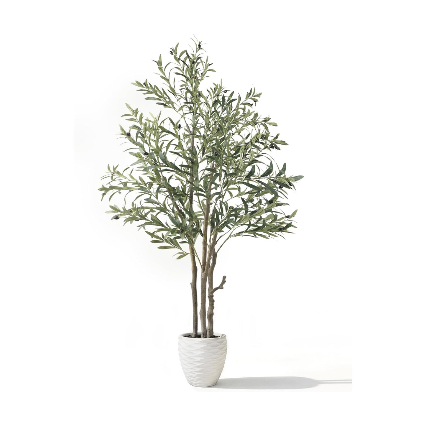 Lifelike Fake Olive Tree Floor Plant / Matte Beige / 6 Inch