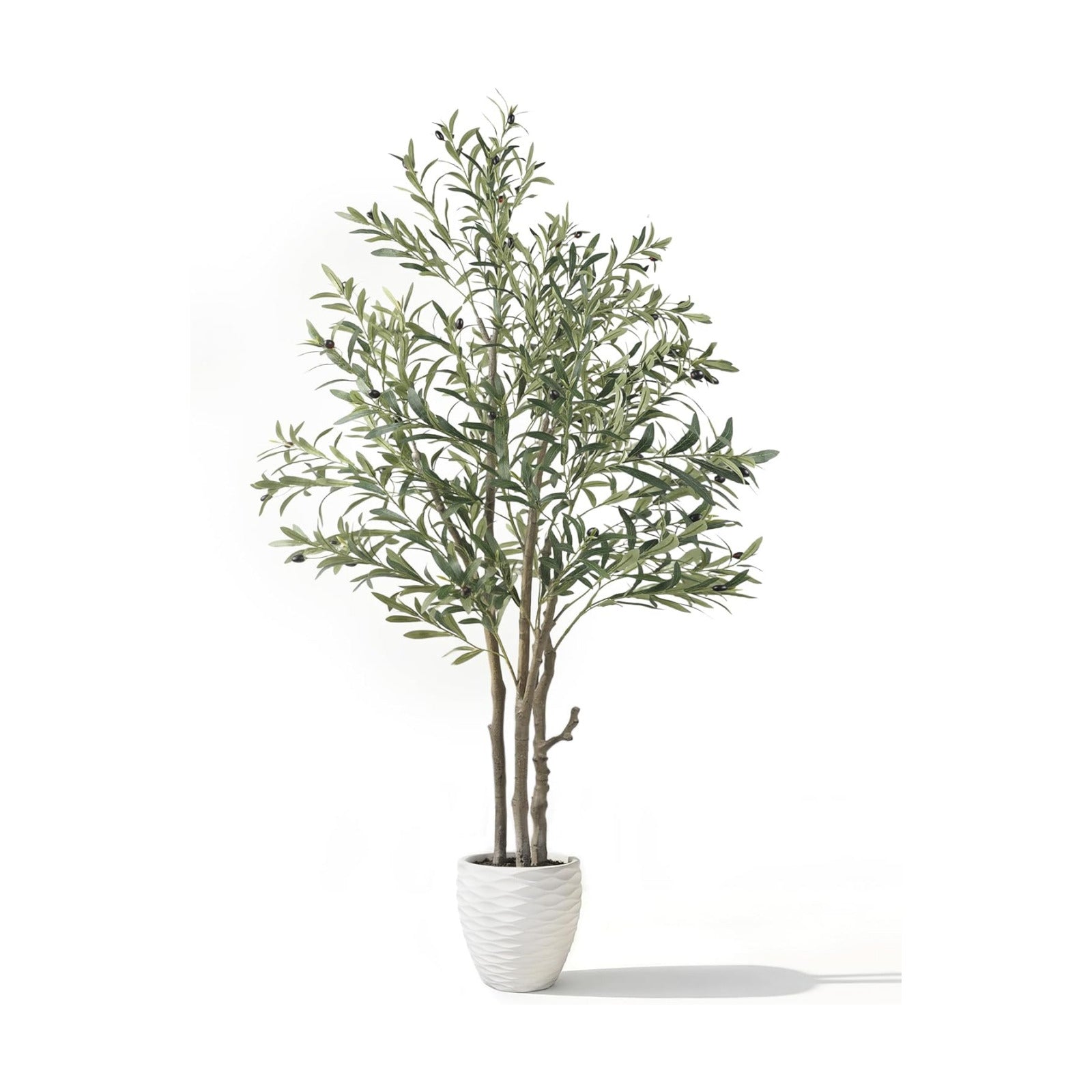 Lifelike Fake Olive Tree Floor Plant / Matte Beige / 6 Inch