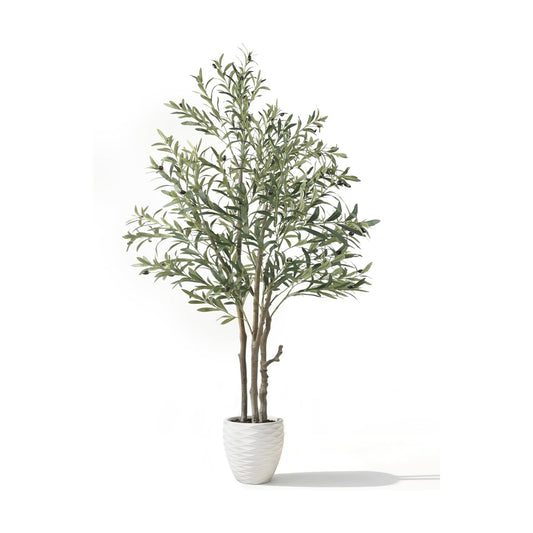 Lifelike Fake Olive Tree Floor Plant / Matte Beige / 6 Inch