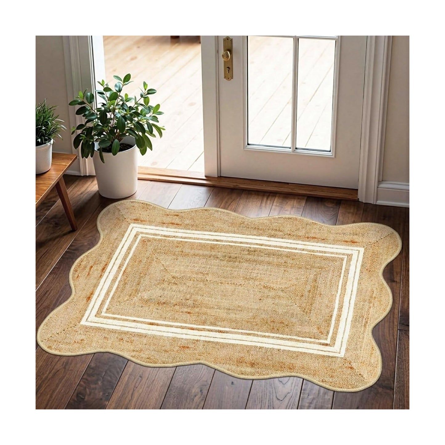 Front Door Rug - 2x3 Jute-Look Doormat Indoor Outdoor Entrance
