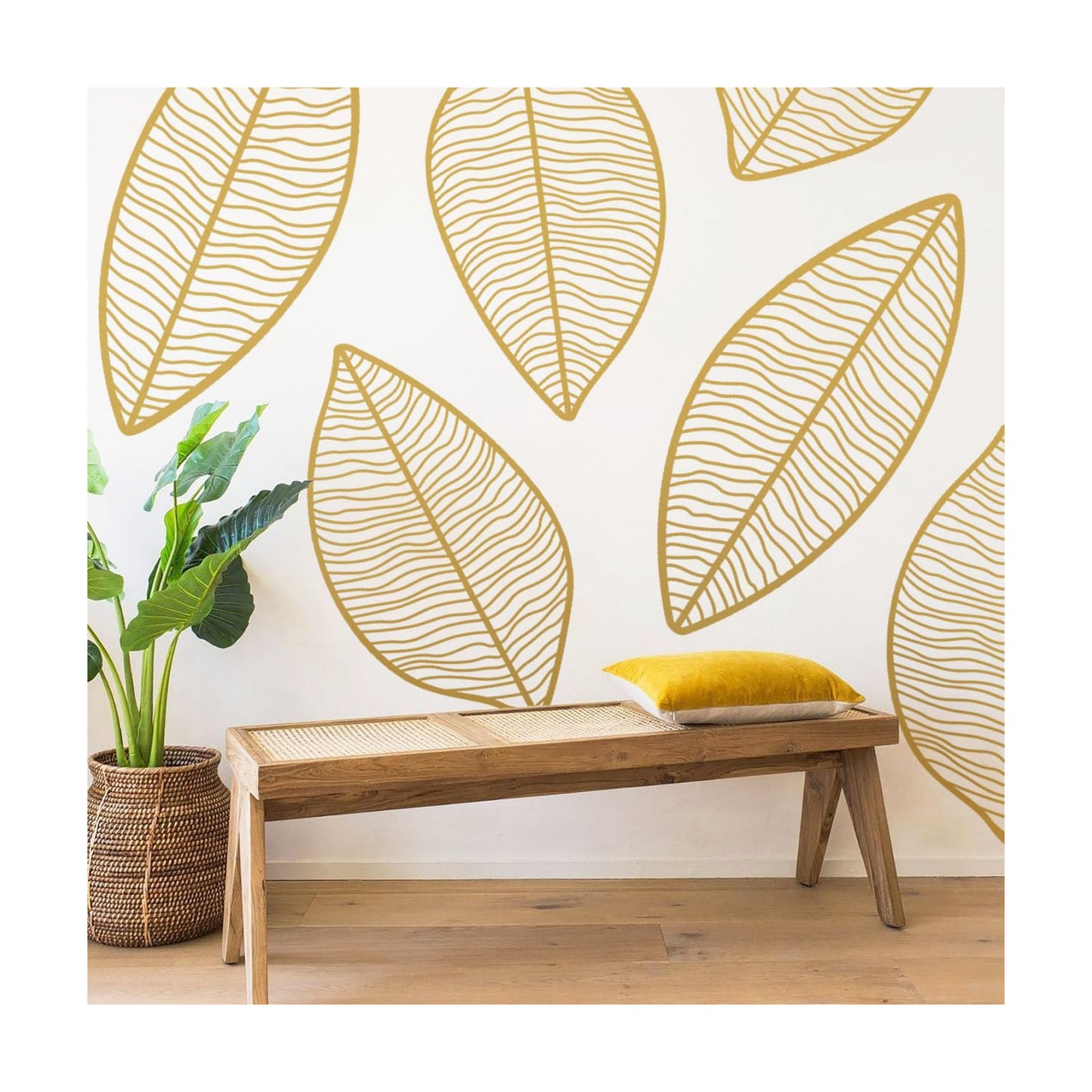 Boho Wall Decals Peel and Stick Large Wall Sticker Leaves Vinly / Boho Gold Leaves