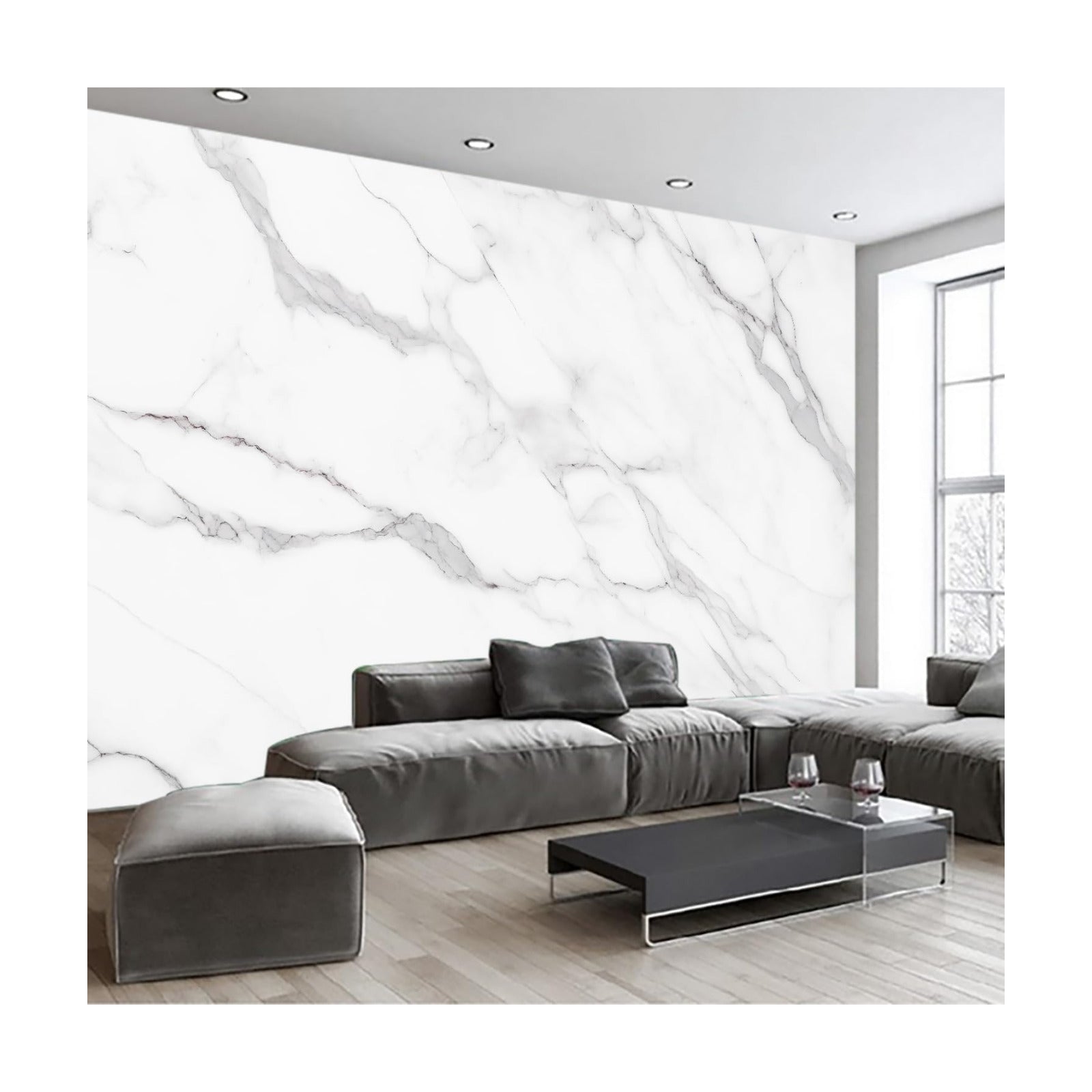 Elegant Marble Pattern self-Adhesive Mural and Light-Colored Striped / Zzsl-08 / 85 x 118 / White