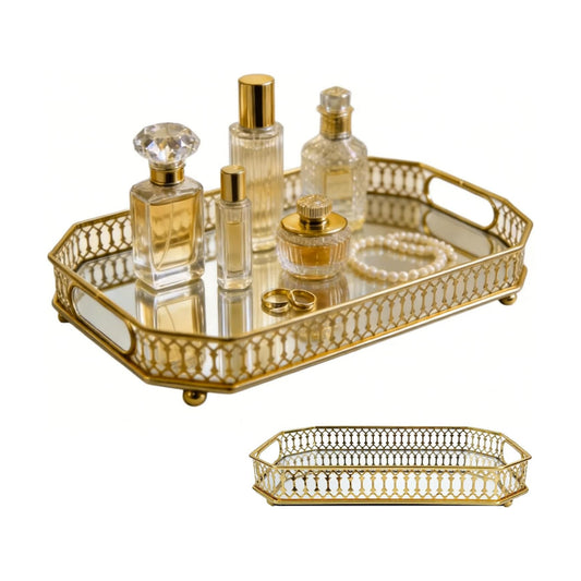 Mirror Tray / Vanity Organizer / Gold / 11.42 x 7.09