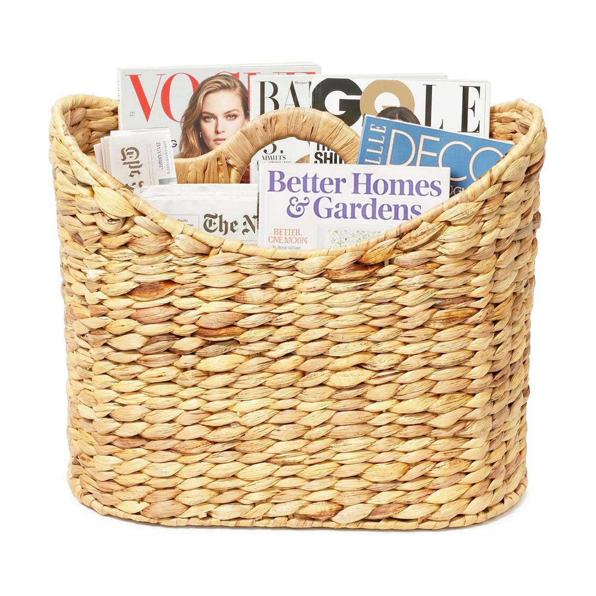 Magazines Holder - Wicker Magazine Rack, Handwoven Magazine Holders for Bathroom, Magazine Organizer for Books